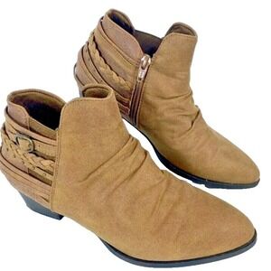 Cato Comfort Boots Western Ankle Booties Braided Block Heel Boots Women's Sz 10